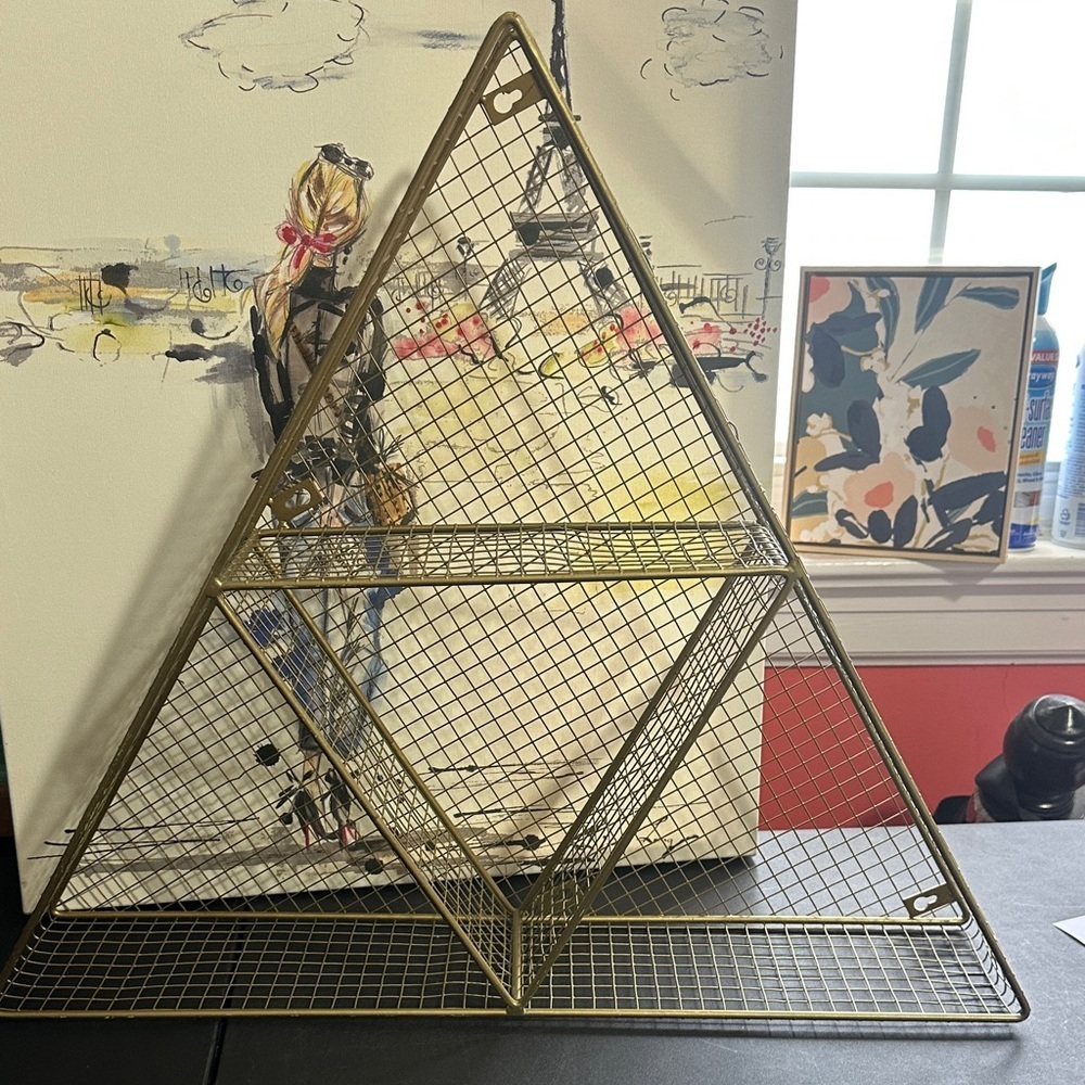 Metal triangle wall shelve decor 24” x 20.5”